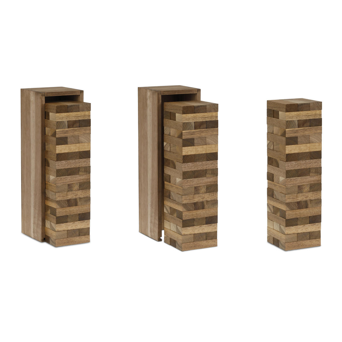 WACKELTURM - Braun, Holz (9.5/8.5cm) - Relaxdays