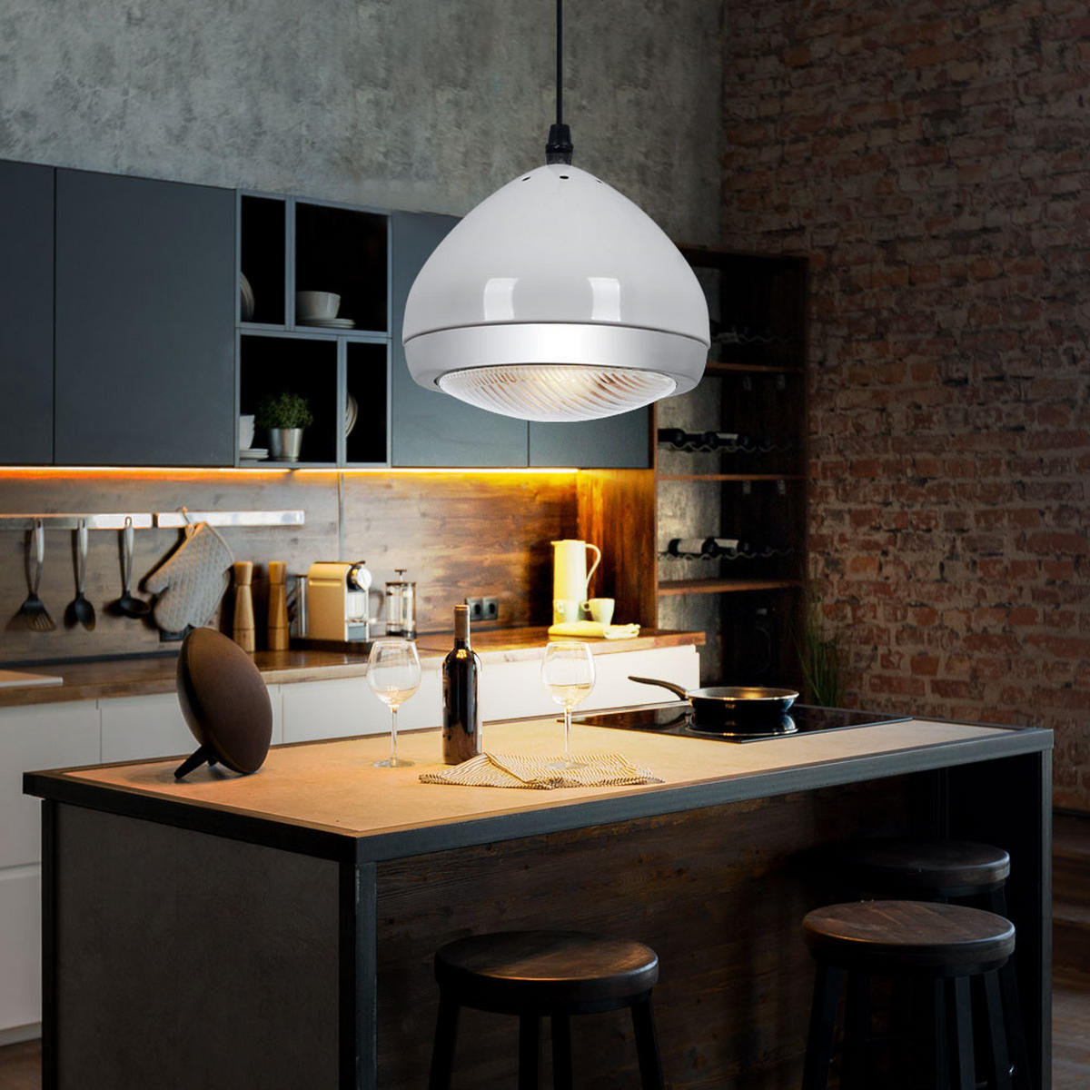 HÄNGELEUCHTE RIDER Metall Weiß - Weiß, Glas (17/17/100cm) - Brilliant