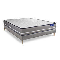 BETT Actimemo pur Memory-Schaum 130 x 190 cm h3 - Kit Bettgestell Grau - Beige/Grau, Karton/Holz (130/190cm) - ACTISOM
