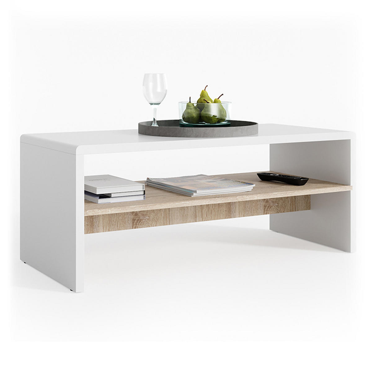 COUCHTISCH Weiß/Sonoma 99.6 x 39.8 cm - Weiß/Sonoma Eiche, Holzwerkstoff (39.8/99.6/40.1cm) - Vicco