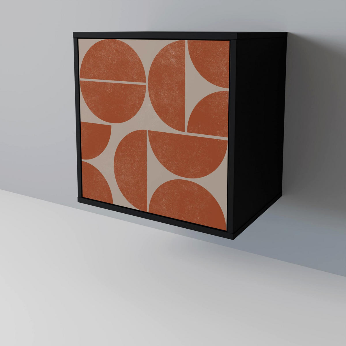 SIDEBOARD REPETITION COMPULSION, Schwarz, 57,5x42x72,5 cm, Schwarze Metallfüße - Multicolor/Schwarz, Holzwerkstoff/Metall (57.5/72.5/42cm) - SpaceRebels