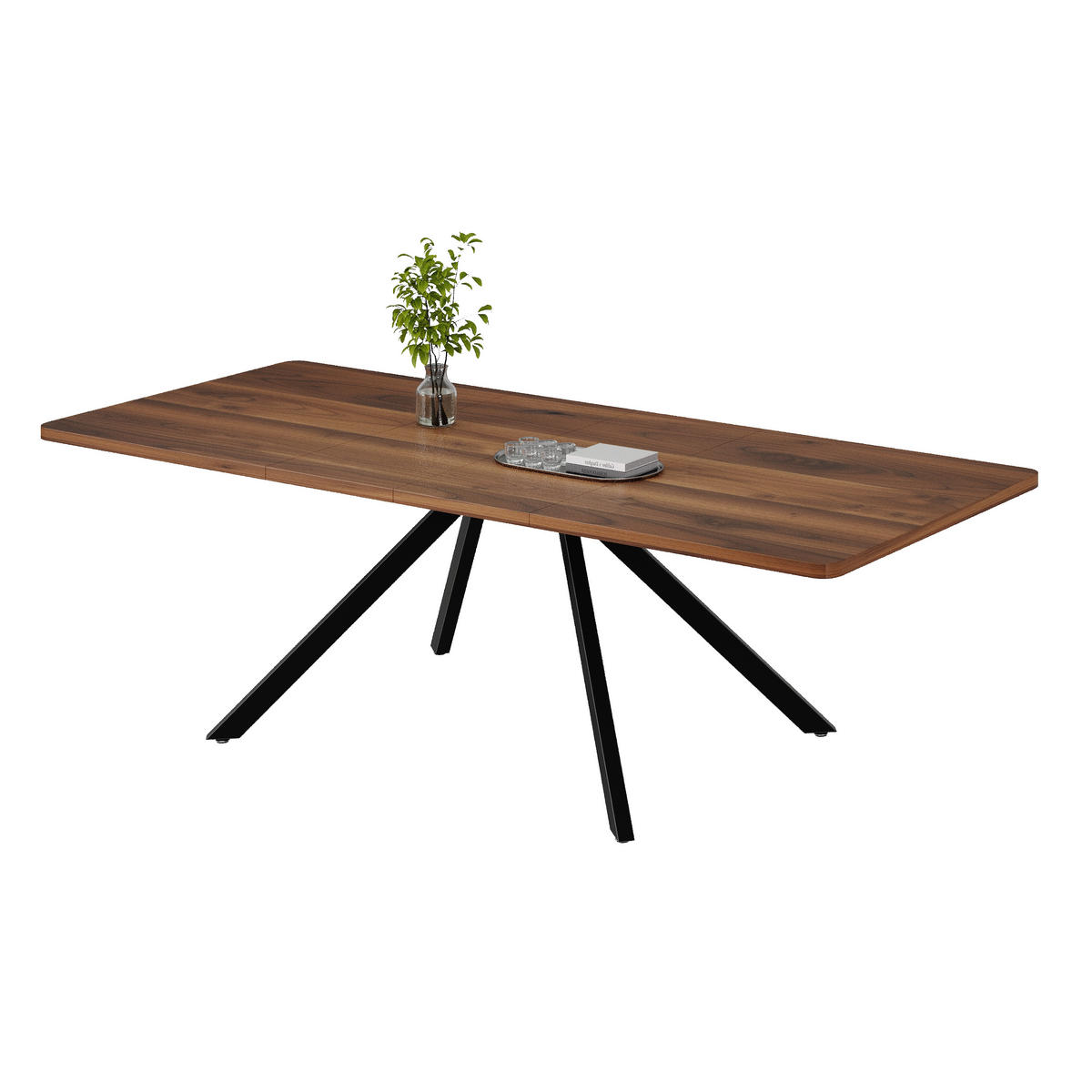 ESSTISCH Ausziehbar 3 Längen Walnuss Metallbeine 160-240x90cm - Walnussfarben, Holzwerkstoff (240/90/74.5cm) - FLIEKS