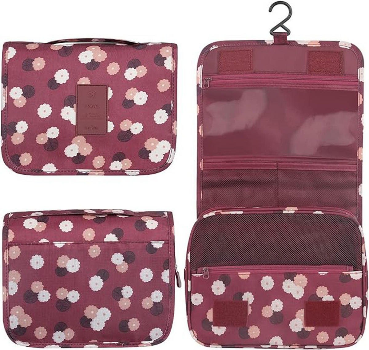 KULTURBEUTEL Toiletbag mit stabilem Haken, Weinrot - Weinrot, Textil (10/19/24cm) - Kaket