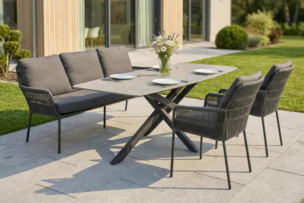 LOUNGESOFA Concord 198x86x59 cm, Metall, Anthrazit - Taupe/Anthrazit, Metall (198/86/59cm) - dasmöbelwerk