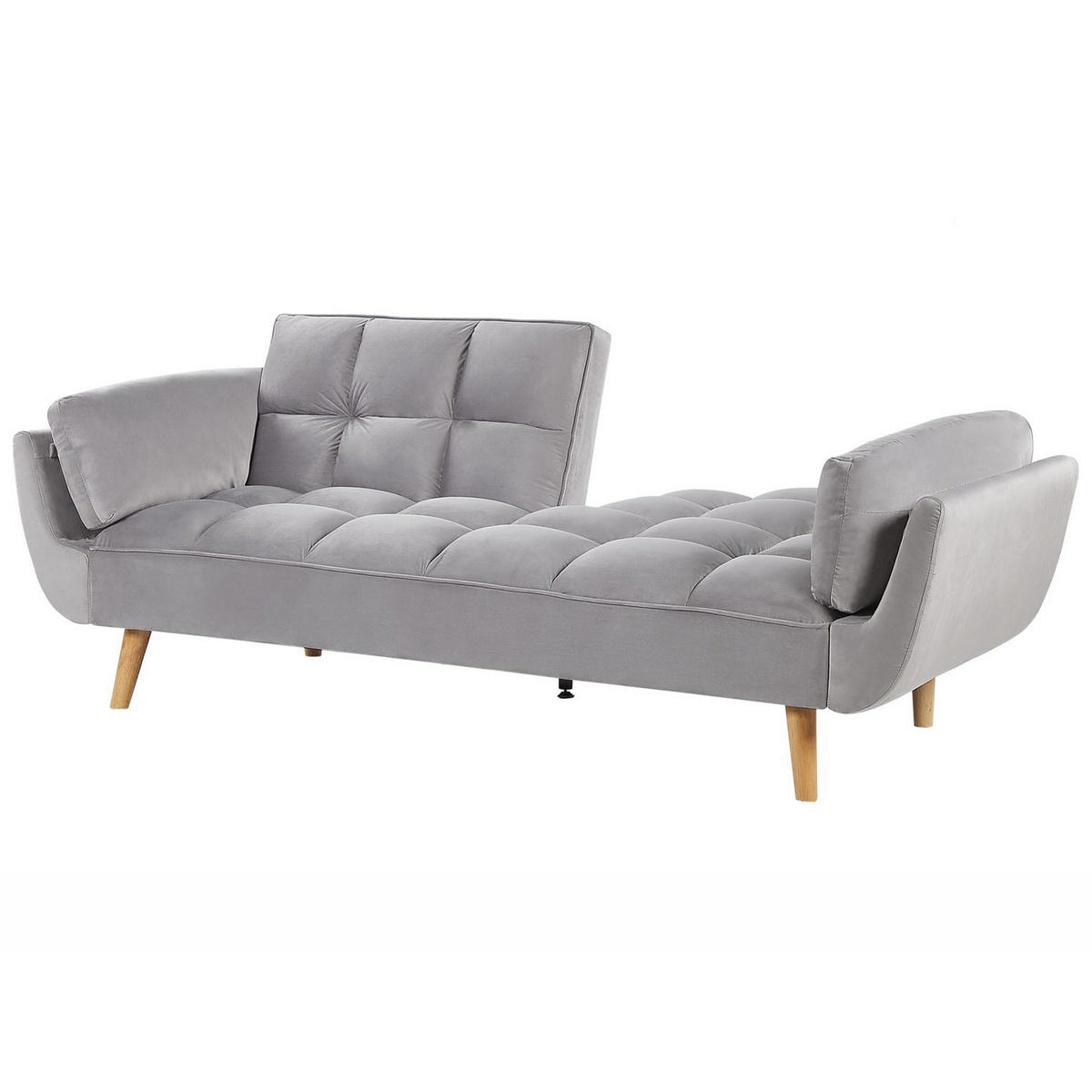 3-SITZER-SCHLAFSOFA Samtstoff Hellgrau Asby - Hellgrau, Textil (218/82/83cm) - Beliani