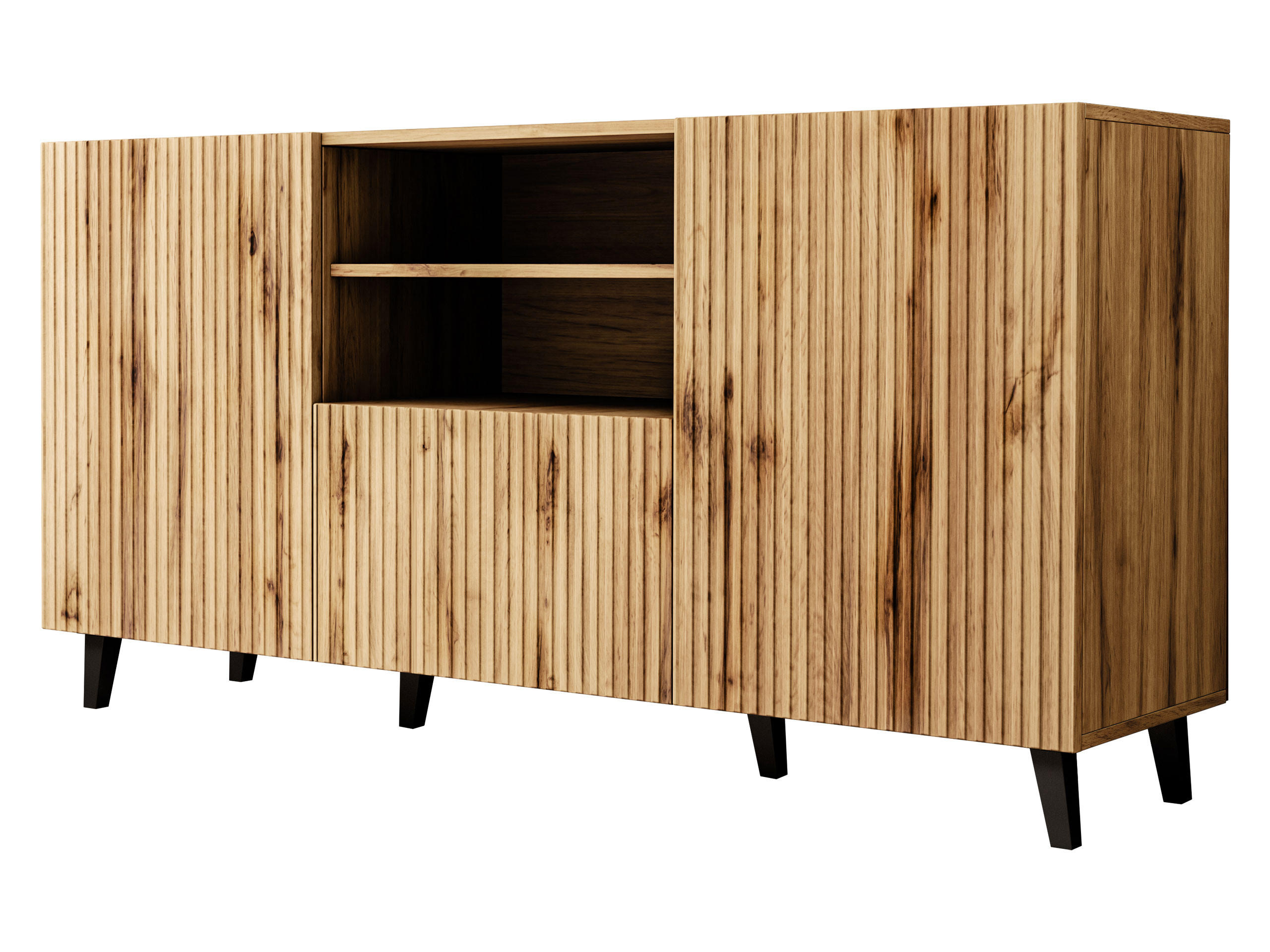 KOMMODE Vamos 150 - Schwarz/Braun, Holzwerkstoff/Kunststoff (151/83/42cm) - MIRJAN24