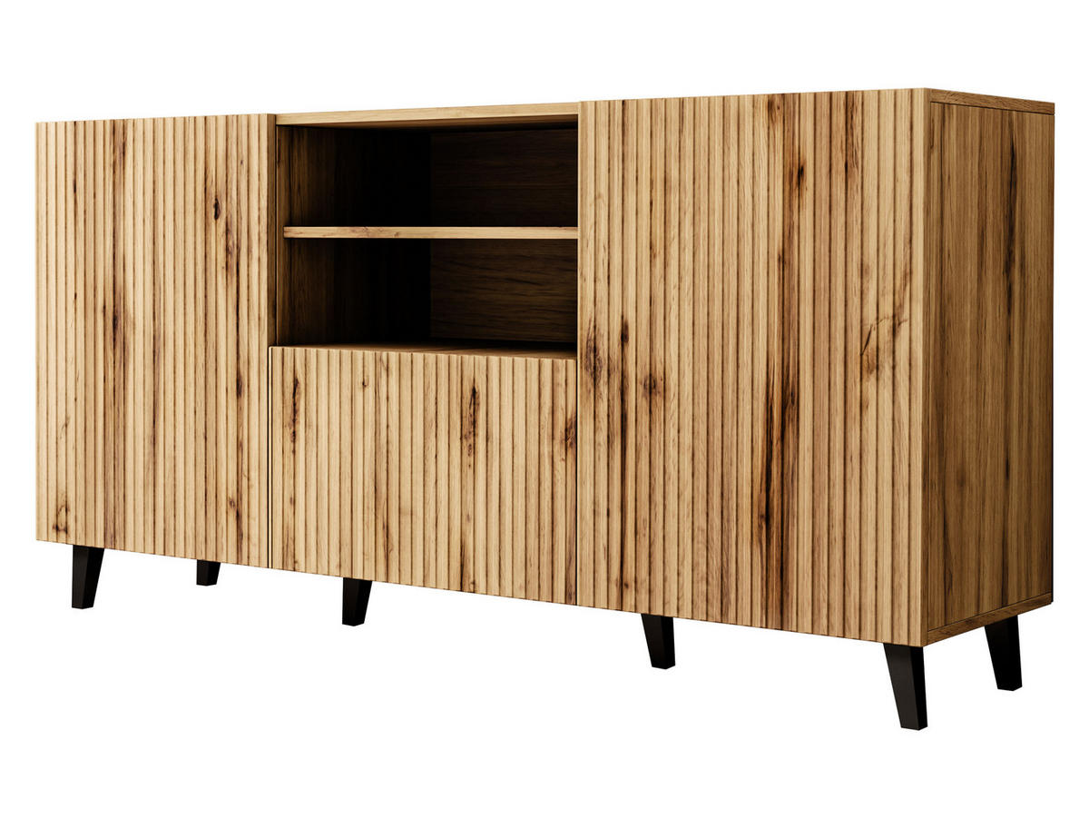 KOMMODE Vamos 150 - Schwarz/Braun, Holzwerkstoff/Kunststoff (151/83/42cm) - MIRJAN24