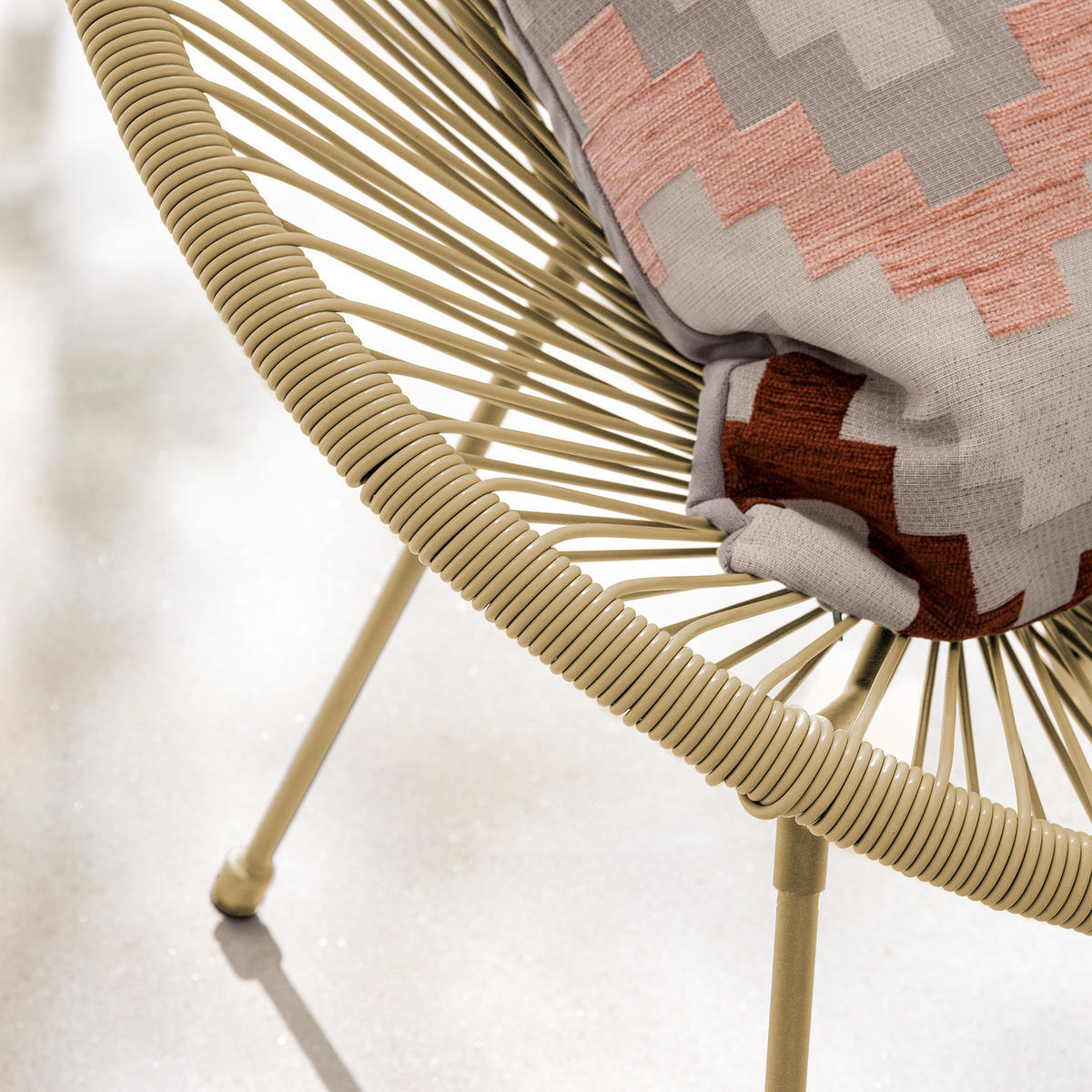 SITZGRUPPE - Stahl / Polyrattan - 3-teilig - Beige, Glas/Naturmaterialen - home24