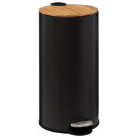 ABFALLEIMER Modern Color, Stahl, Bambus, Kunststoff, Schwarz, 30 Liter - Schwarz, Metall (29.2/59.5/37.7cm) - 5five Simply Smart