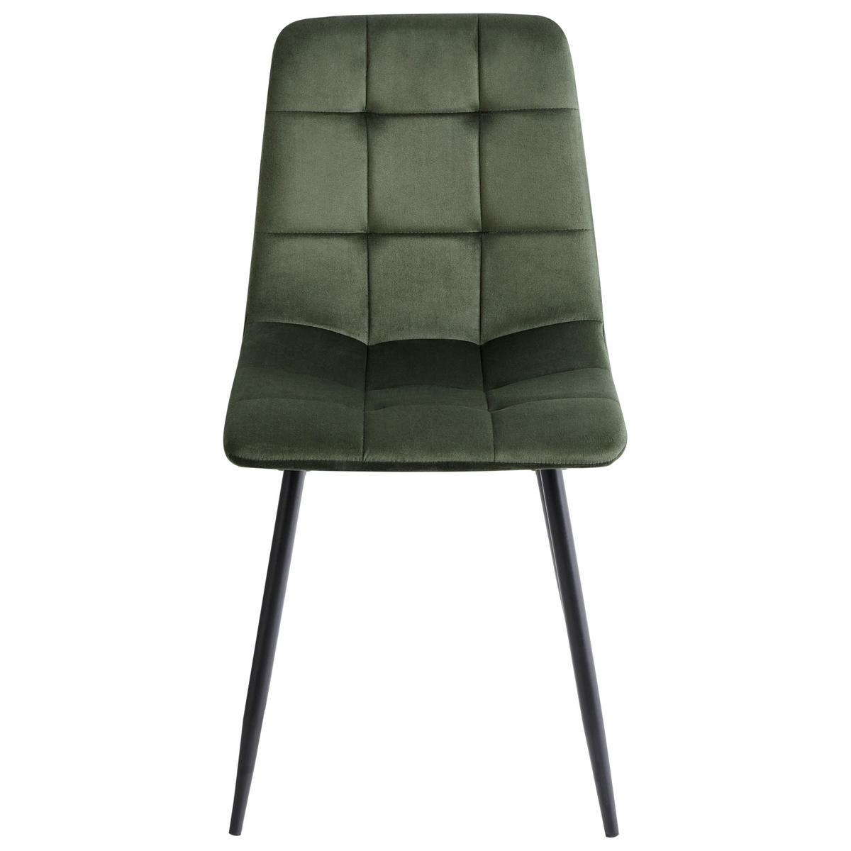 ESSZIMMERSTUHL 4er Set Samtstoff Olivgrün Powell - Schwarz/Olivgrün, Textil/Metall (45/88/62cm) - Beliani