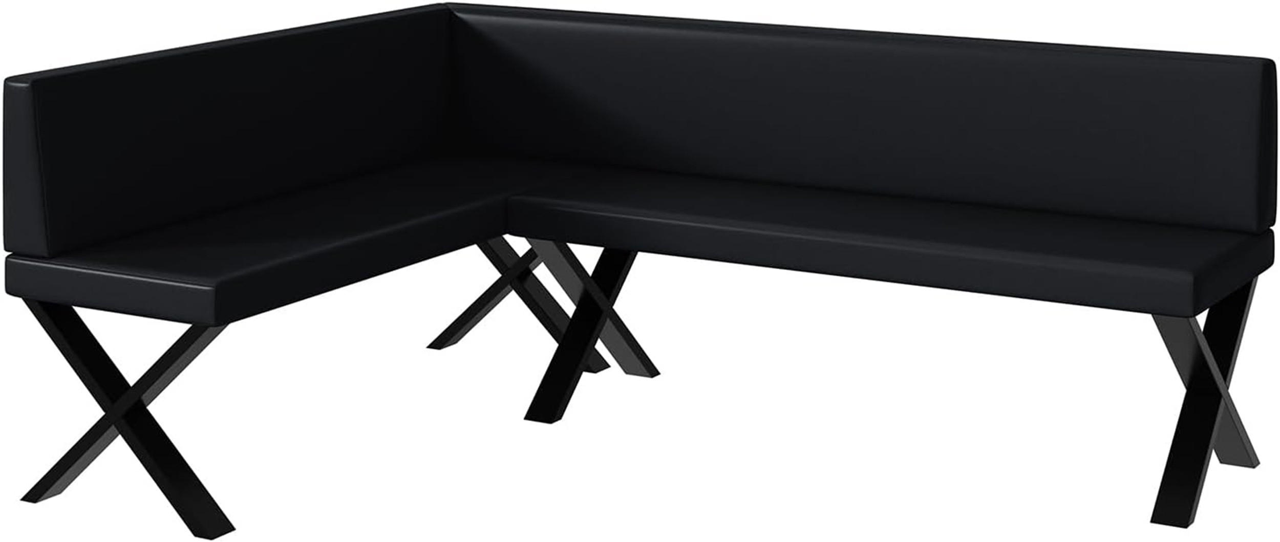 ECKBANK TONI_X - Schwarz, Leder (142/196cm) - Meblini