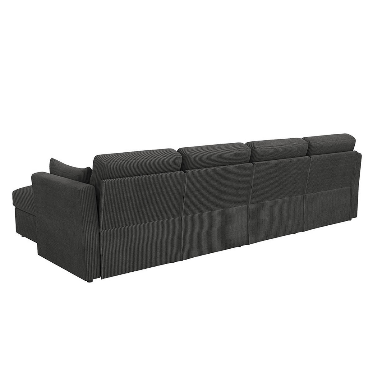 ECKSOFA,SECHSSITZER-SOFA mit verstellbaren Armlehnen in Grau - Grau, Textil (159.5/290cm) - KOMHTOM