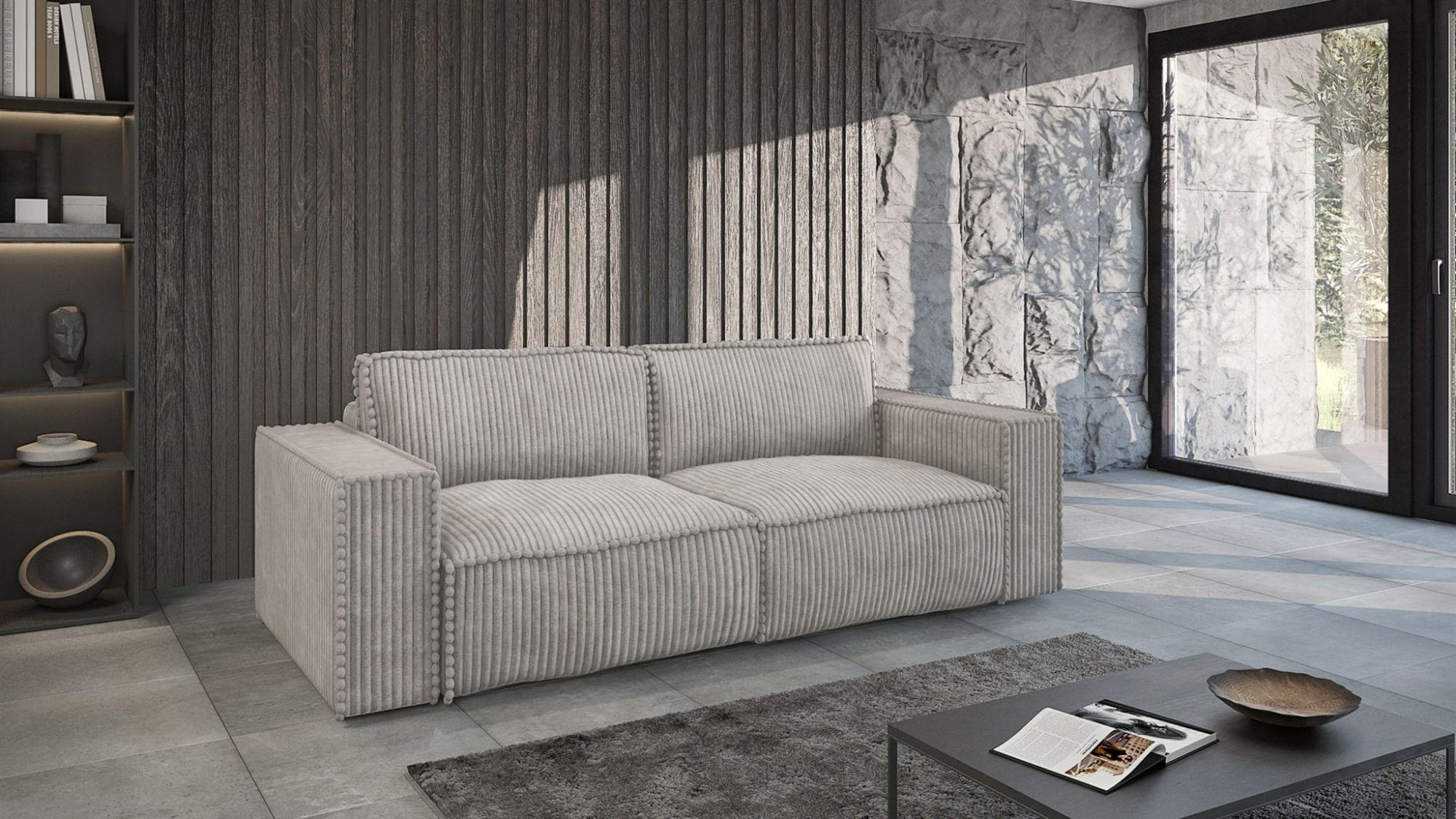 SCHLAFSOFA Vajana - Hellgrau, Holzwerkstoff/Textil (240/86/102cm) - Fun Möbel