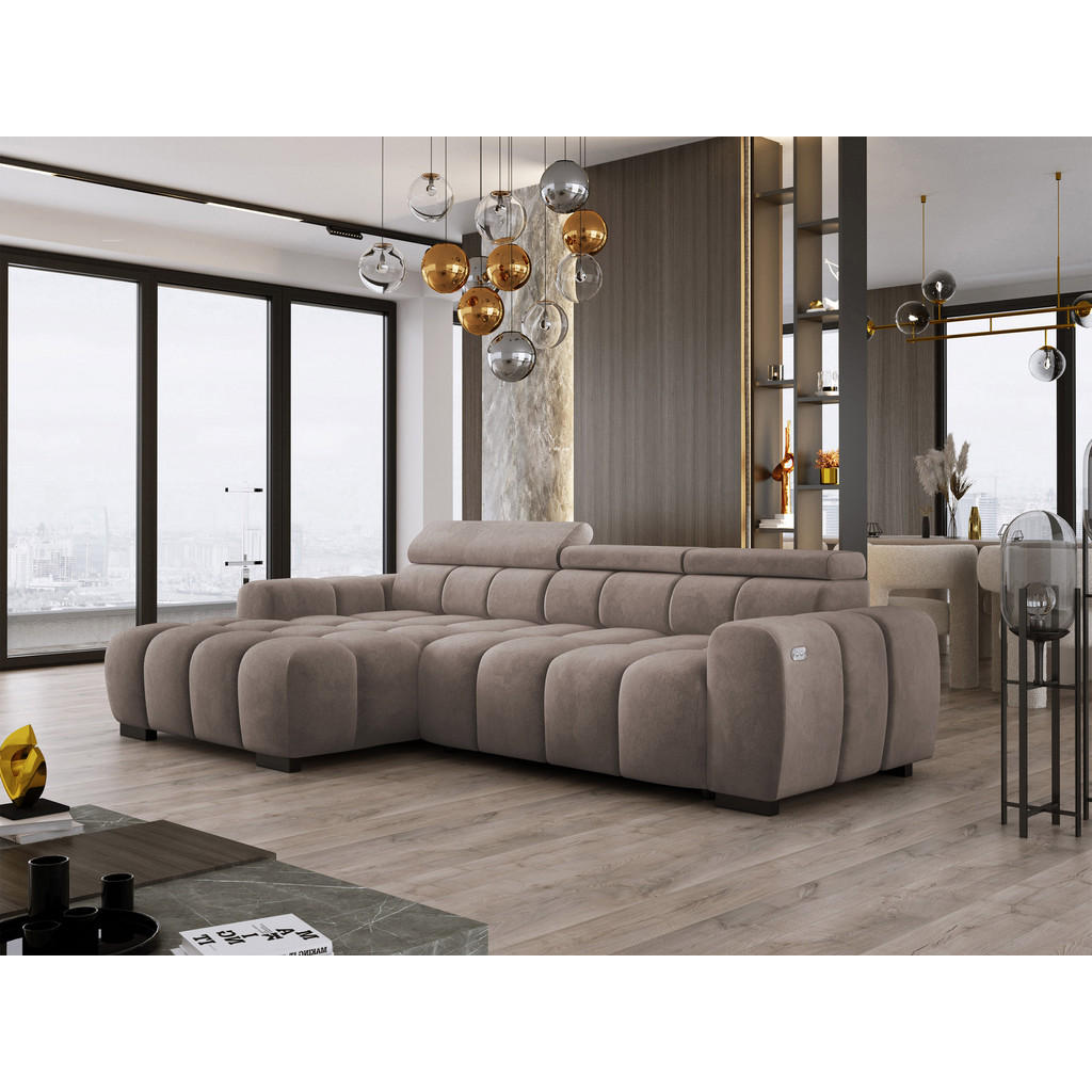 Thumbnail - DomoHome Ecksofa, Cappuccino, Textil, Rechteckig, 285x168 cm, Wohnzimmer, Sofas & Couches, Wohnlandschaften, Ecksofas