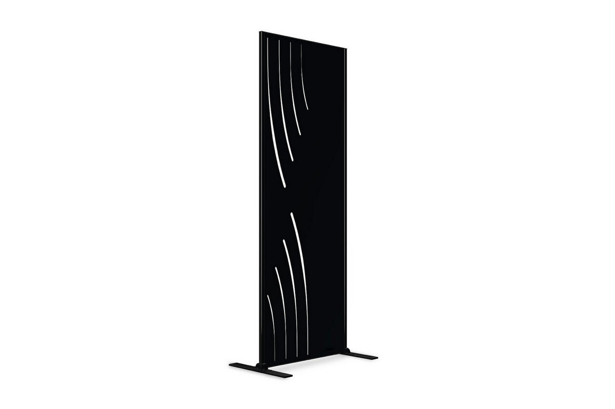 SICHTSCHUTZPANEELE dekorativ 2er-Set Veleta schwarz H.160cm, linke Seite mit Muster - Schwarz, Metall (60/160cm) - Casanoov