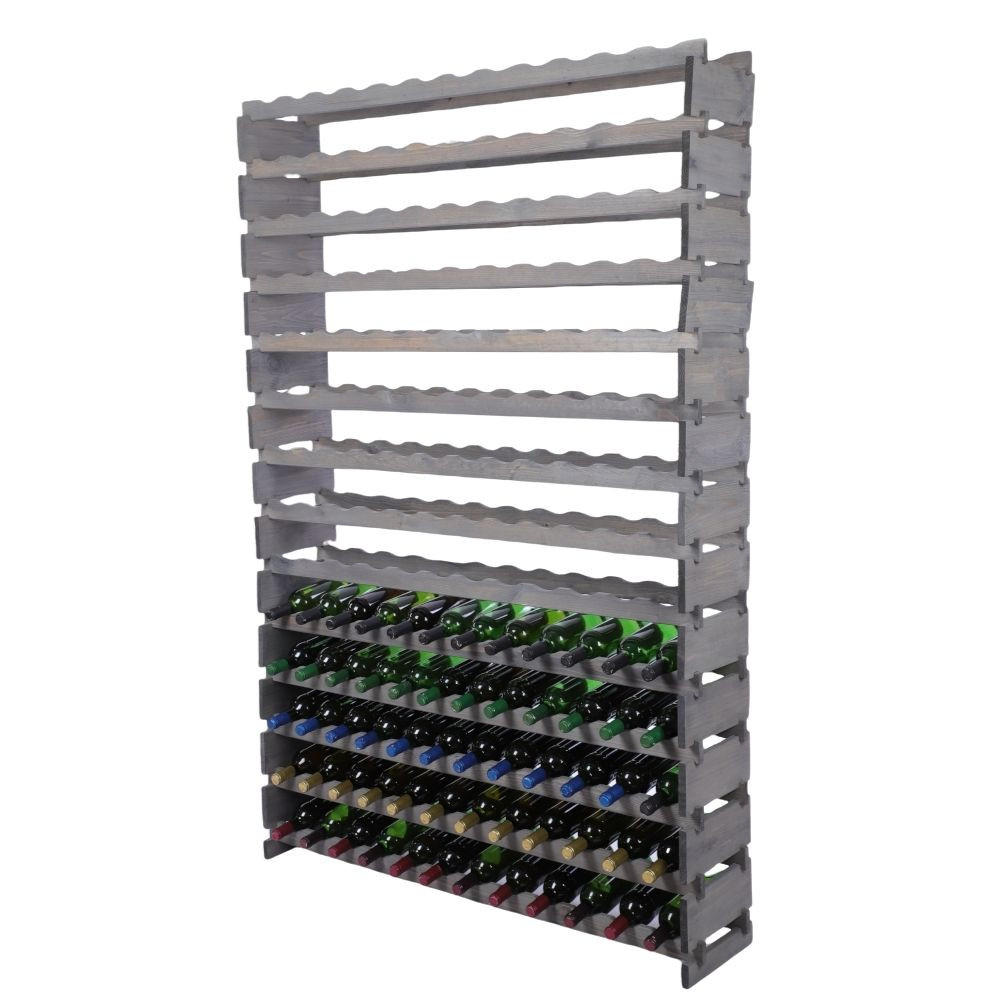 WEINREGAL VINOTECA FLEX PRO HxBxT 191x123x28cm 168 Flaschen auf 14 Ebenen Grau - Grau, Holz (123/191/28cm) - PROREGAL