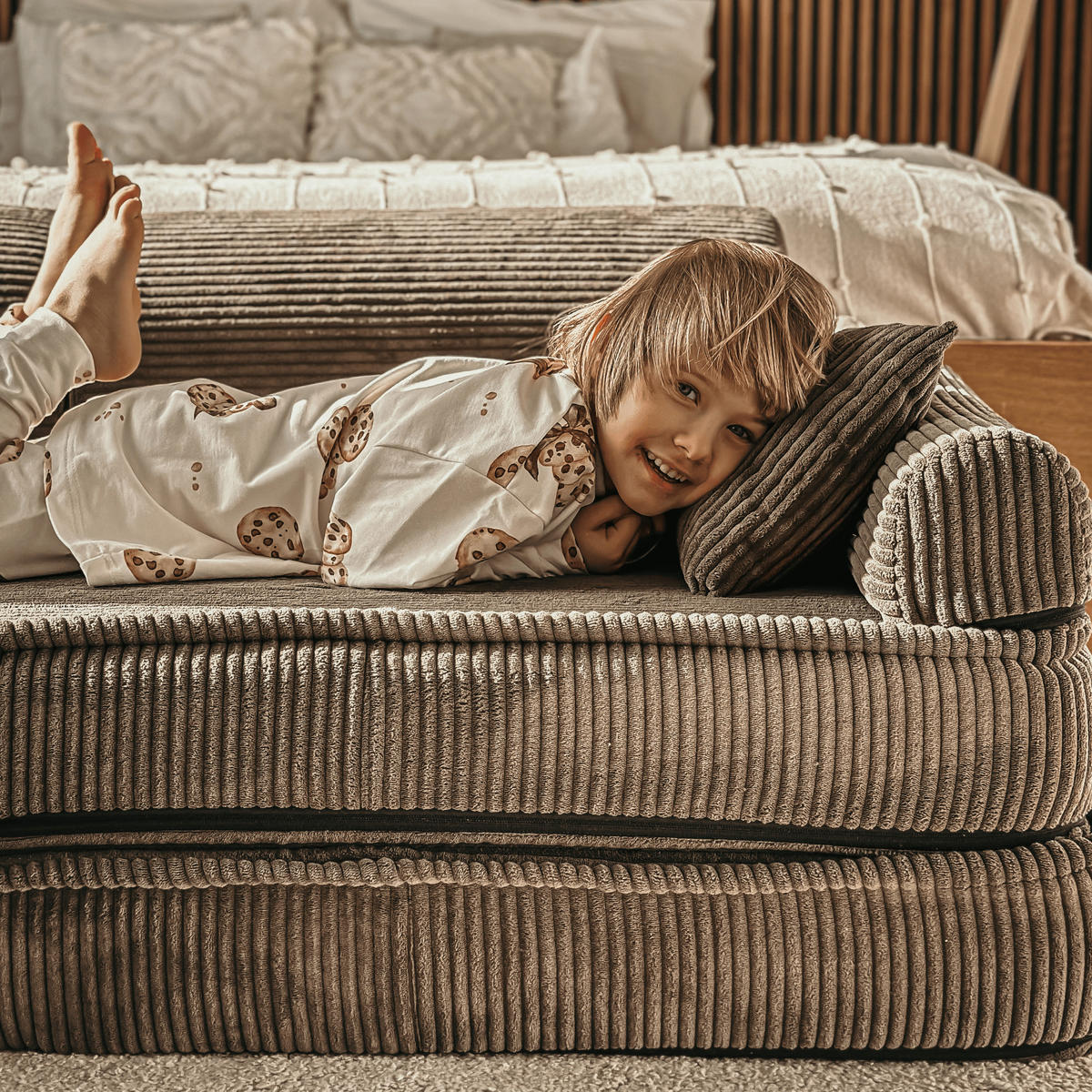 KINDERSOFA AESTHETIC 120 cm Cord Braun 10 Stk - Braun, Textil (60/12.5/120cm) - MeowBaby