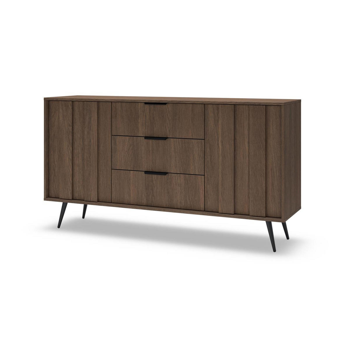 SIDEBOARD FARO, mit LED, Kommode mit 3 Schubladen - Eichefarben, Holzwerkstoff (154/83/40cm) - Bettso