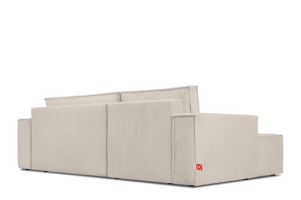 ECKSCHLAFSOFA-LINKS NAPI in Pet Friendly Cord-Stoff, cremefarben - Creme/Schwarz, Textil (262/148cm) - KONSIMO®