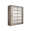 SCHWEBETÜRENSCHRANK Westa V, mit RGB LED Beleuchtung - Silberfarben/Trüffeleichefarben, Holzwerkstoff/Metall (150/200/58cm) - MIRJAN24