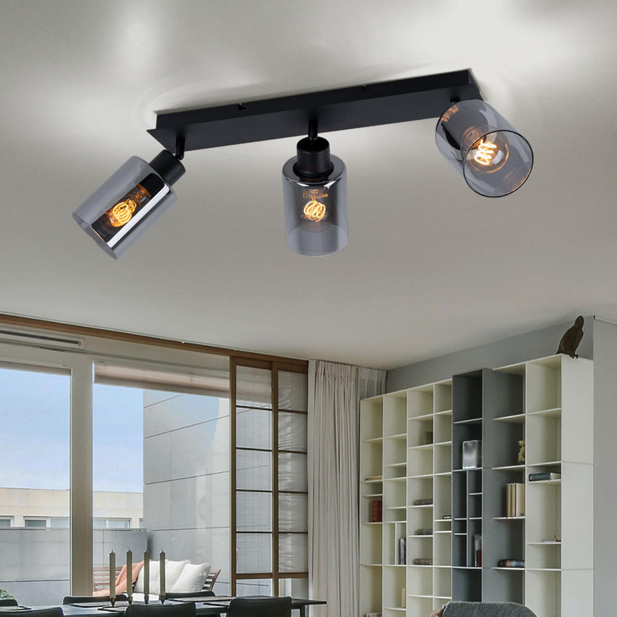 DECKENLEUCHTE HADERA Glas rauch Grau - Grau, Glas (47/9/21.5cm)