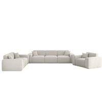 SOFASET Celes Premium 3-2-1 In Sven - Weiß, Holzwerkstoff/Textil (218/73/90cm) - Fun Möbel