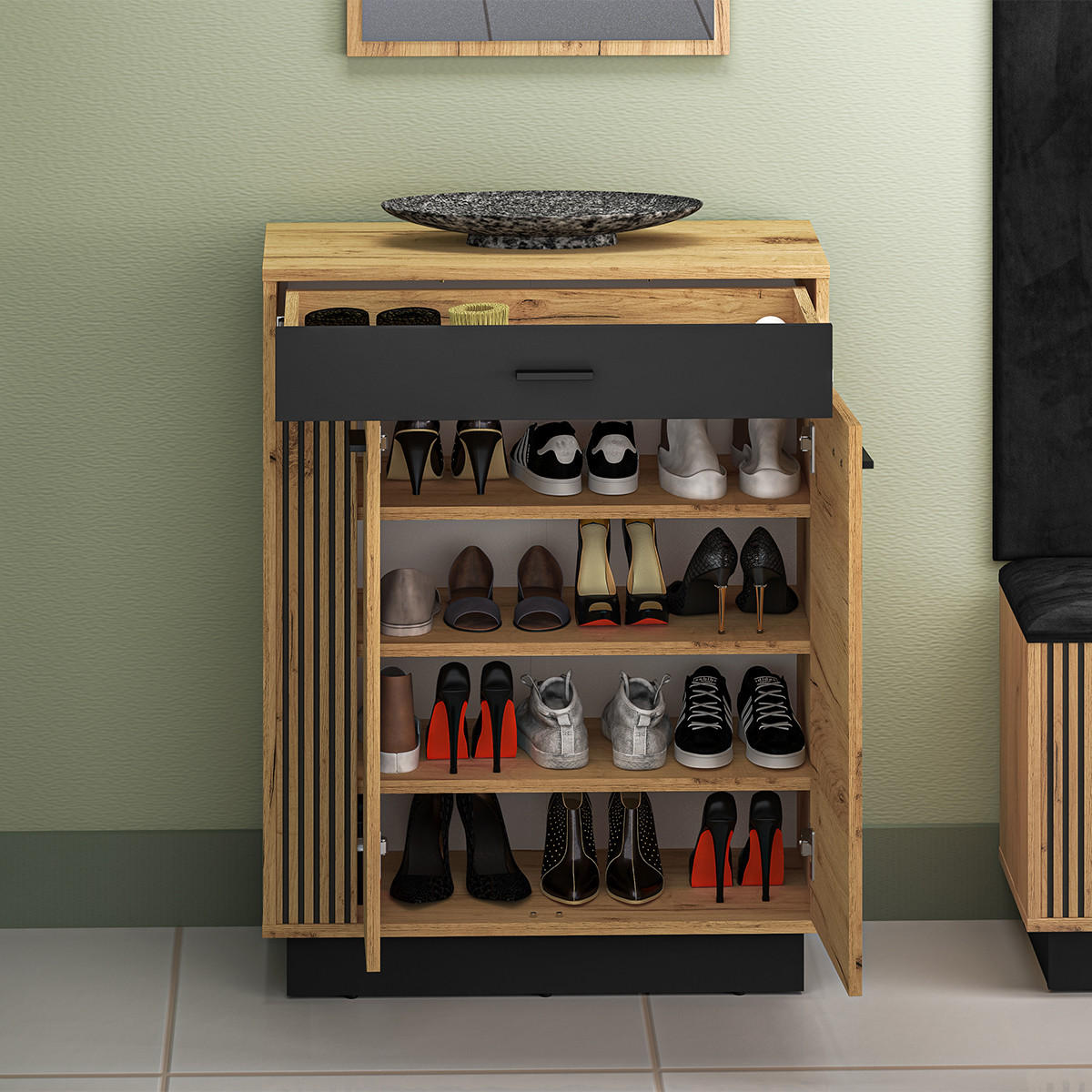 SCHUHMÖBEL Nilo Holz - Braun, Holzwerkstoff (70/91/34cm) - Petits-meubles