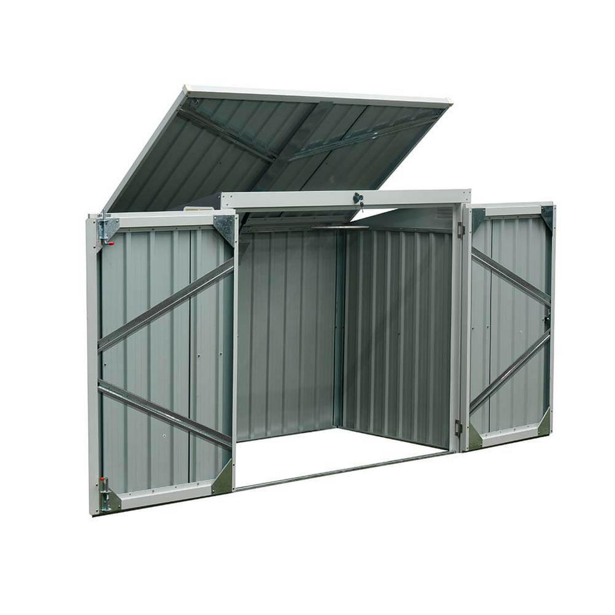 MÜLLTONNENBOX BASURA - Größe: 2 x 240L - Anthrazit, Metall (158/134/101cm) - Home Deluxe