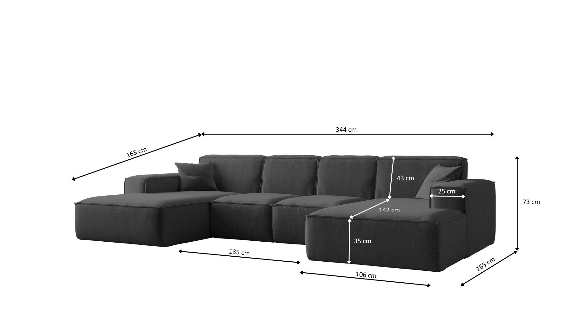 Thumbnail - Kaiser Möbel Ecksofa, Graphit, Holz, 5-Sitzer, 344x165 cm, Wohnzimmer, Sofas & Couches, Wohnlandschaften, Ecksofas