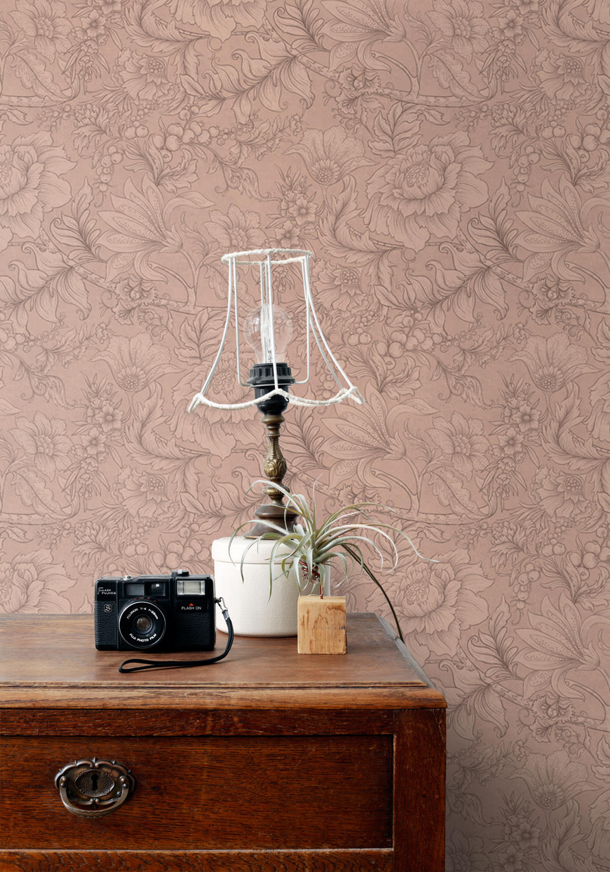 TAPETE Blumenmuster 53 cm x 10.05 m - Terracotta, Papier (53/1000cm) - ESTAhome