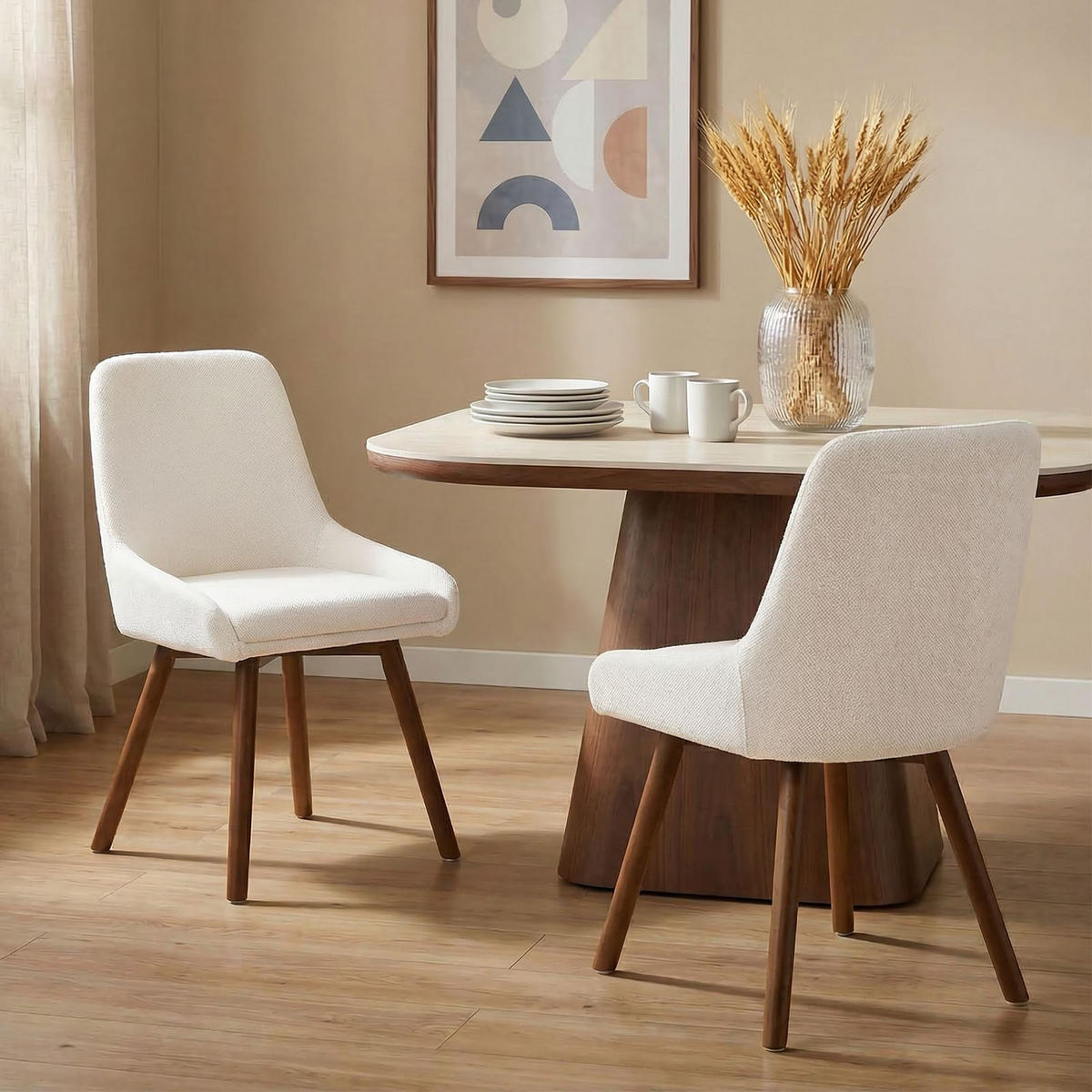 ESSZIMMERSTÜHLE PIPPA 2er-Set cremeweiß - Creme, Textil (82/42/58cm) - IDIMEX