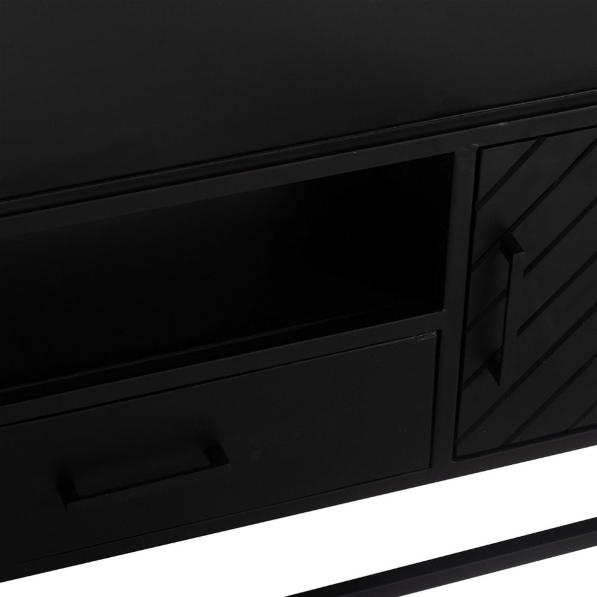 TV-SCHRANK Herringbone aus Mangoholz 165cm, schwarz - Schwarz, Metall (165/50/40cm) - Giga Meubel