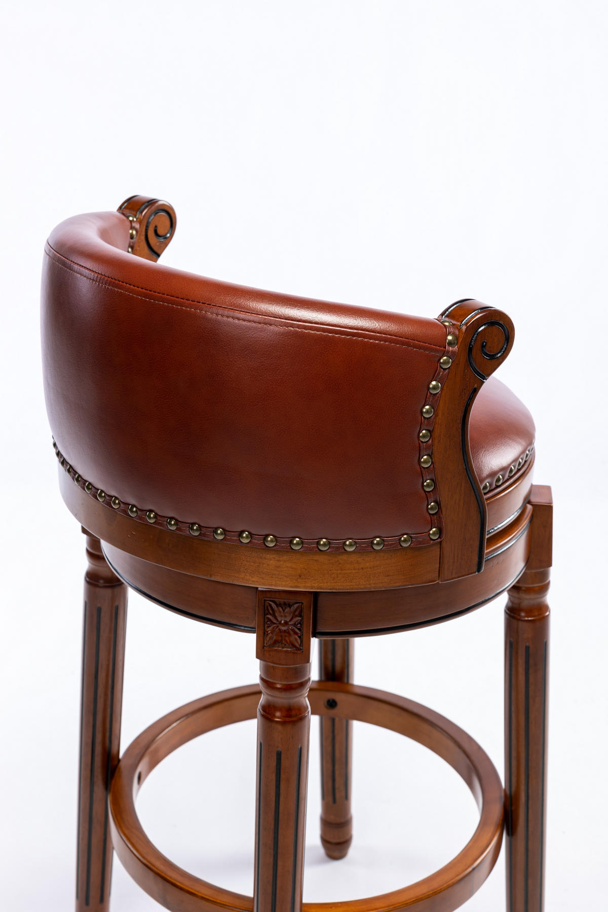 BARHOCKER 1er-Set Braun mit Echtleder und 360° Drehfunktion - Braun, Holz (54.8/96/54.8cm) - PANGIVO