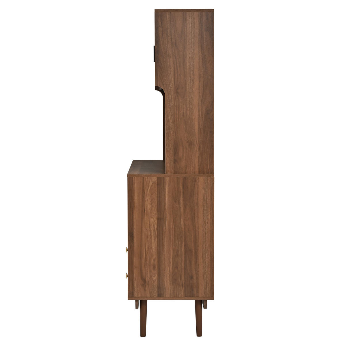 KÜCHENBUFFET mit Riffelglas, Schubladen und Fächern - Walnussfarben, Holzwerkstoff (117/170/30cm) - FLIEKS