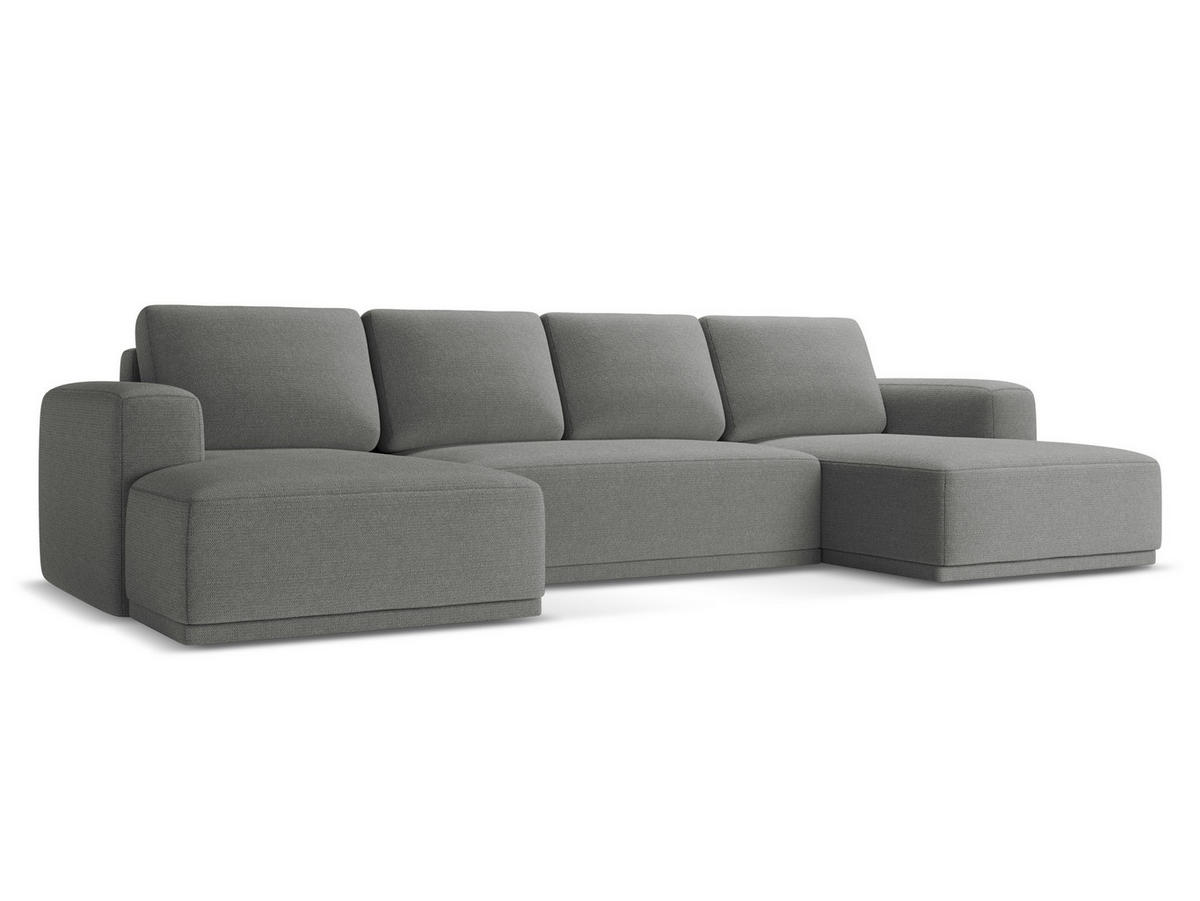 WOHNLANDSCHAFT Chenille Stoff Grau - Schieferfarben/Schwarz, Kunststoff/Textil (333/91/160cm) - Makamii
