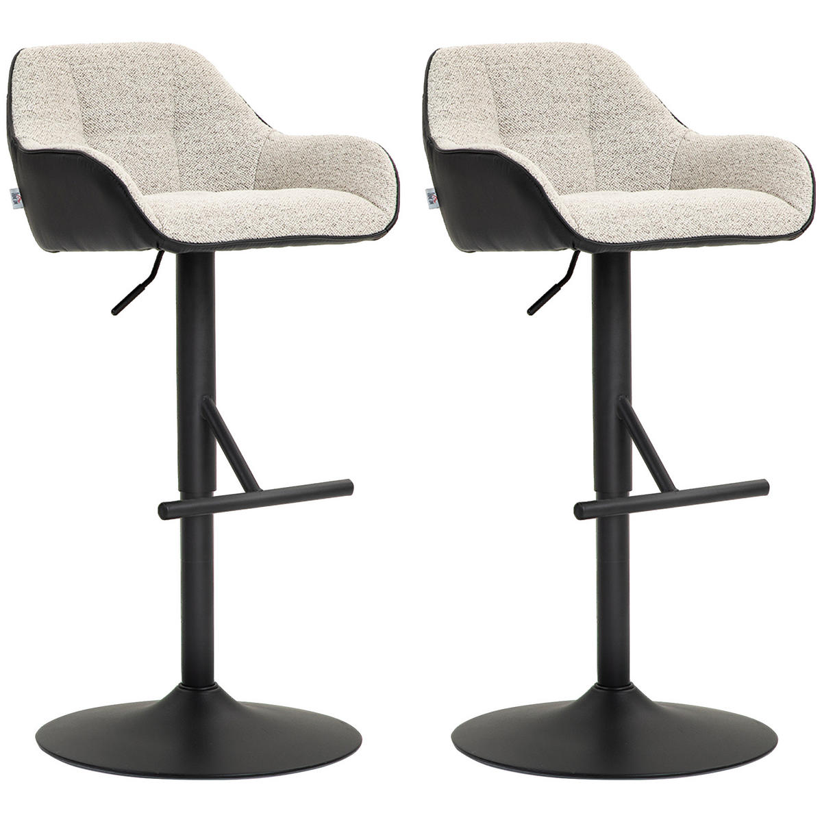 BARHOCKER 2er-Set DE-14794 höhenverstellbar & 360° schwenkbar mit Armlehnen Grau - Hellgrau, Metall (53/108/52.5cm) - ComfortXL