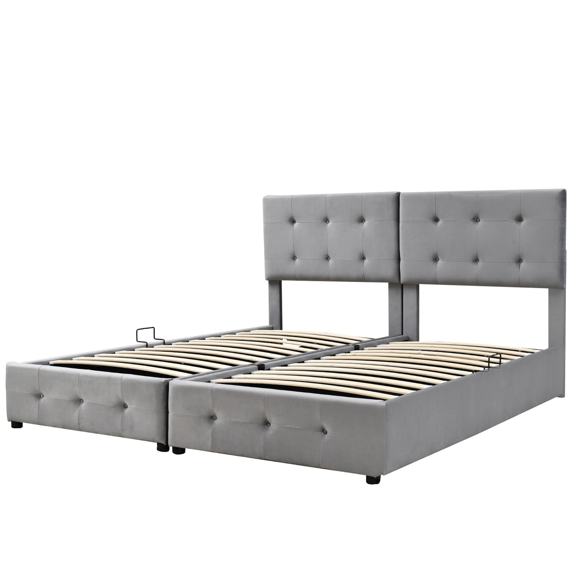 STAURAUMBETT 180/200 cm DE-01878, in Grau, mit hydraulischem Stauraum und 2-in-1-Funktion - Grau, Metall (180/200cm) - ComfortXL