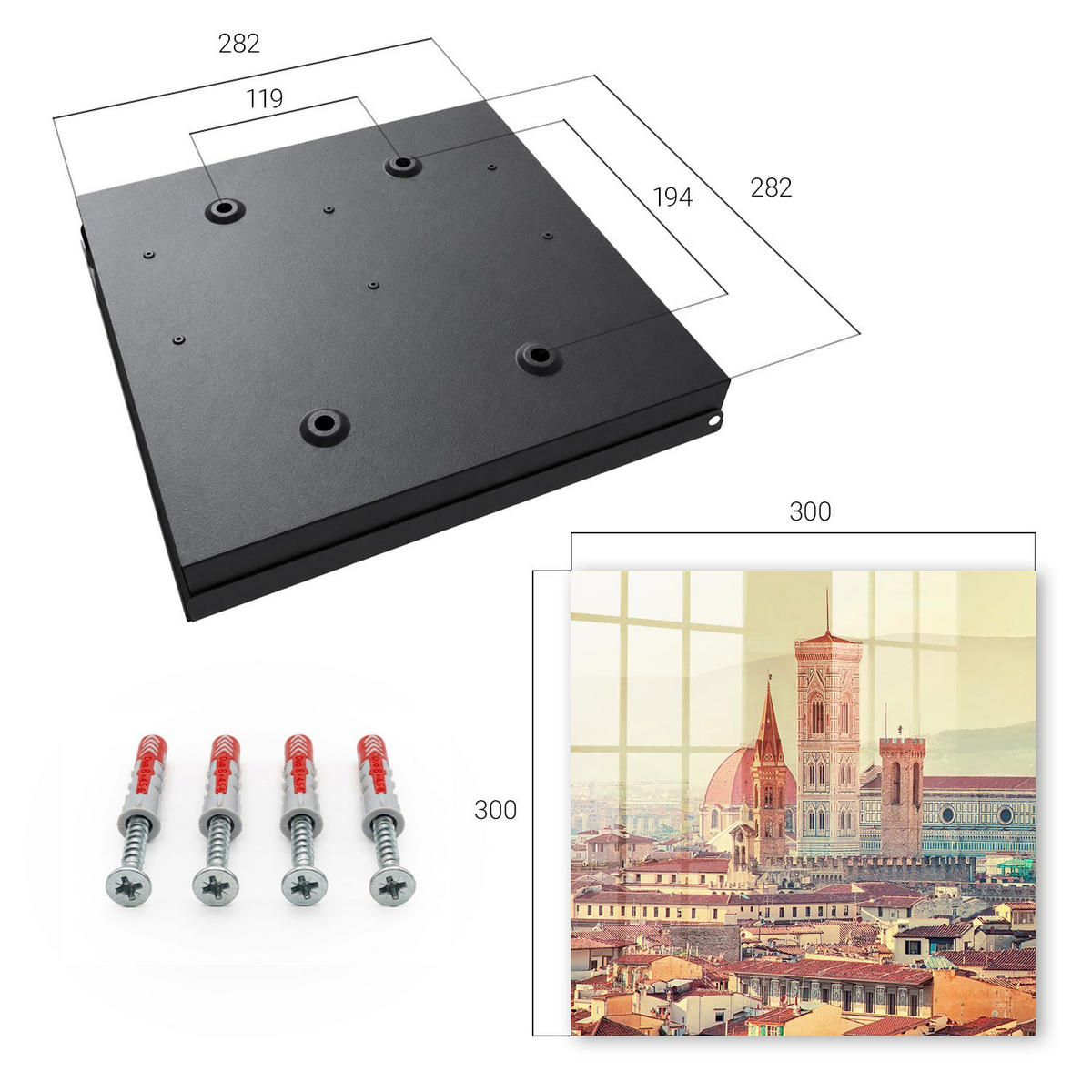 SCHLÜSSELBOX Schwarz 30x30 cm- Türöffnung nach rechts - Urbane Eleganz - Beige, Metall (30/30/5cm) - TULUP