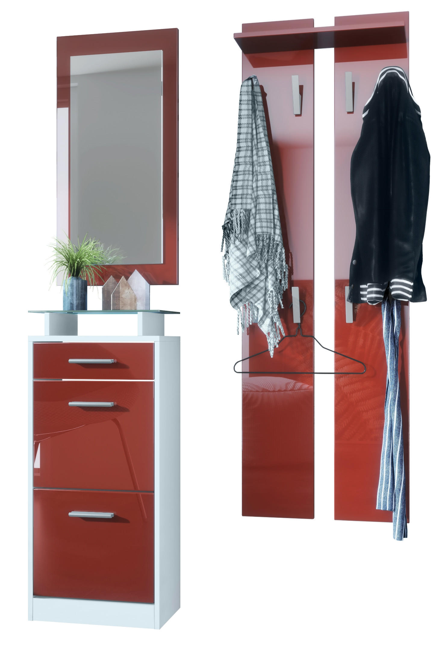 GARDEROBE Loret Front in Bordeaux Hochglanz - Bordeaux, Holzwerkstoff (140/200/23cm) - Vladon