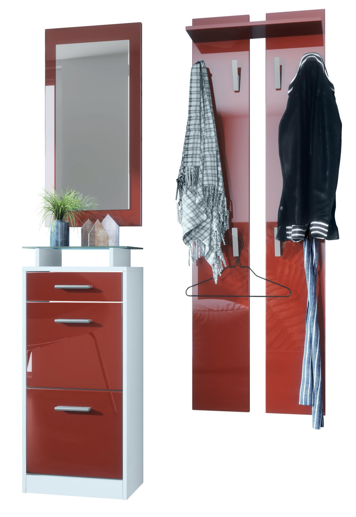 GARDEROBE Loret Front in Bordeaux Hochglanz - Bordeaux, Holzwerkstoff (140/200/23cm) - Vladon