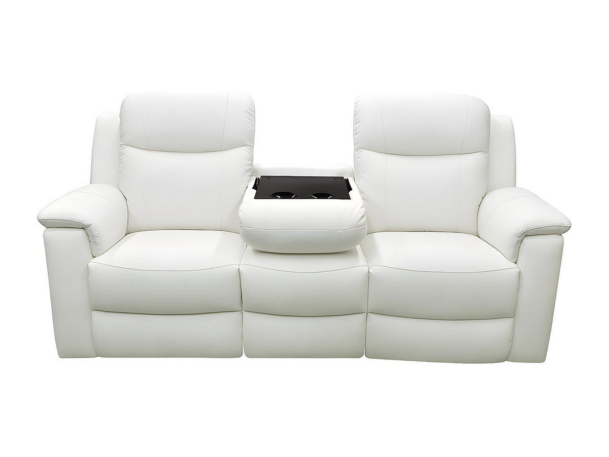 COUCHGARNITUR mit Sessel - 4 Personen - Leder - Elfenbeinfarben - EVASION - Weiß, Leder (205/100/96cm) - Vente-Unique
