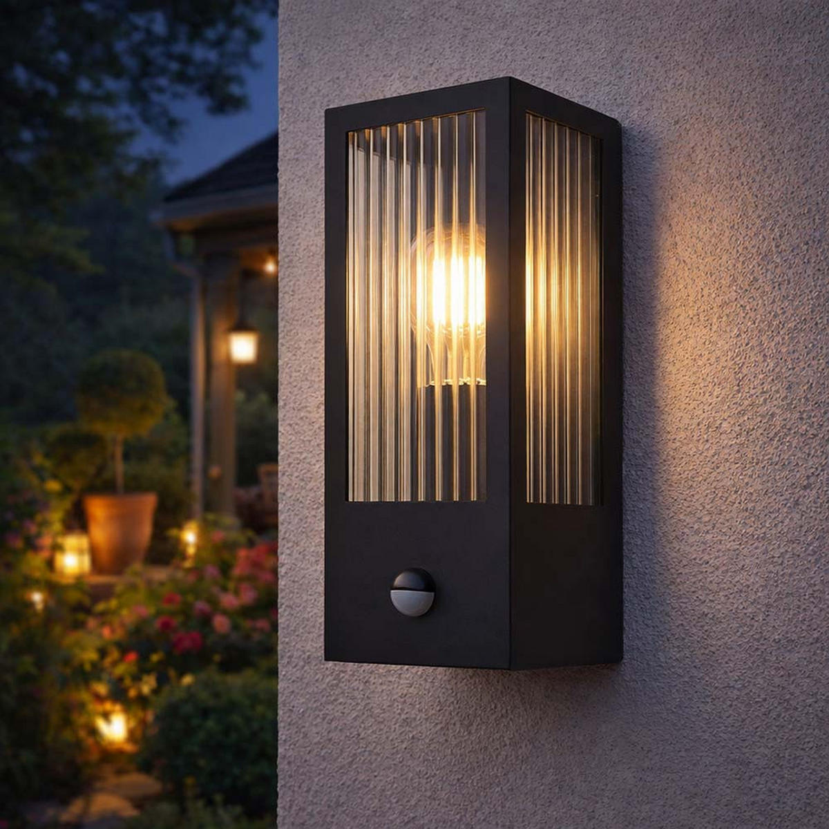 LED AUSSEN-WANDLEUCHTE GUNDULA Schwarz Glas - Schwarz, Glas (12/32/15.4cm) - Globo Lighting