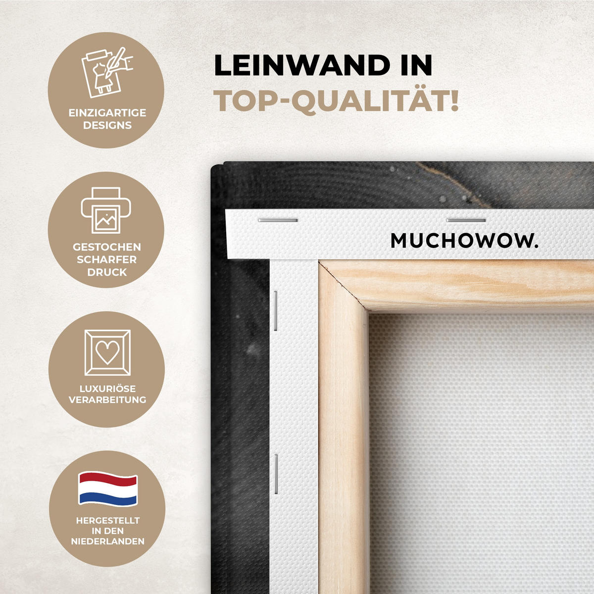 LEINWANDBILD Grau - Luxus - Gold - Marmor 90x90 cm - Dunkelgrau, Textil (90/90cm) - MuchoWow