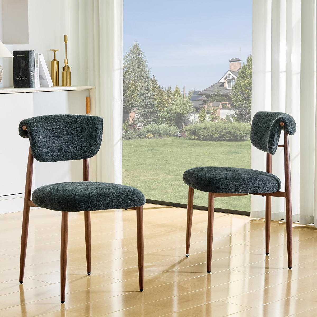 STUHL-SET DE-36452 2 Stück mit gebogener Rückenlehne Schwarz - Schwarz, Metall (58.5/83/48cm) - ComfortXL
