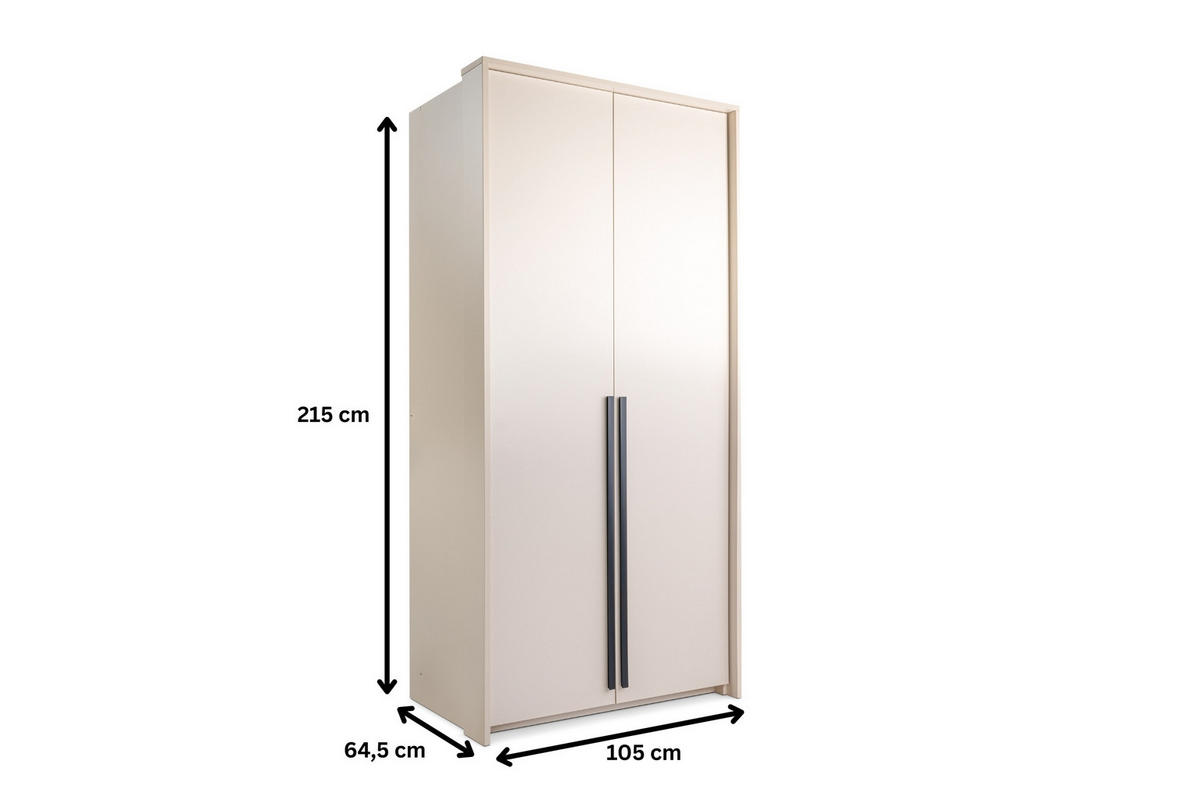 KLEIDERSCHRANK GENEVE 105/217/65 cm in Weiß Matt - Weiß, Holzwerkstoff (105/217/65cm) - Deine Möbel 24