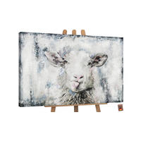 GEMÄLDE Glückliches Schaf auf Keilrahmen 120x80 cm - Grau, Holz (120/80cm) - YS-art gallery