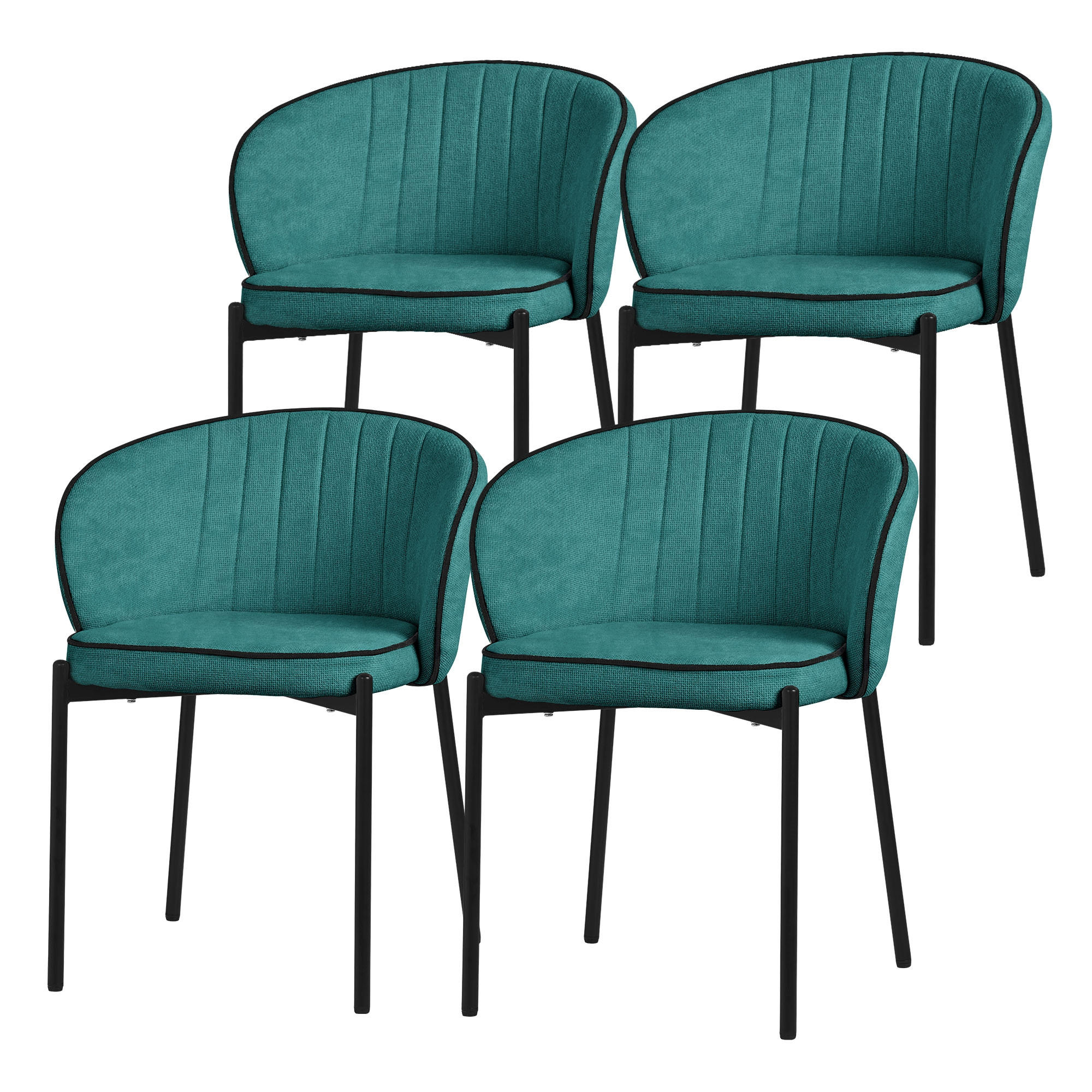 ESSZIMMERSTÜHLE 4er Set Petrol - Petrol/Schwarz, Textil/Metall (60/75/59cm) - ML-DESIGN