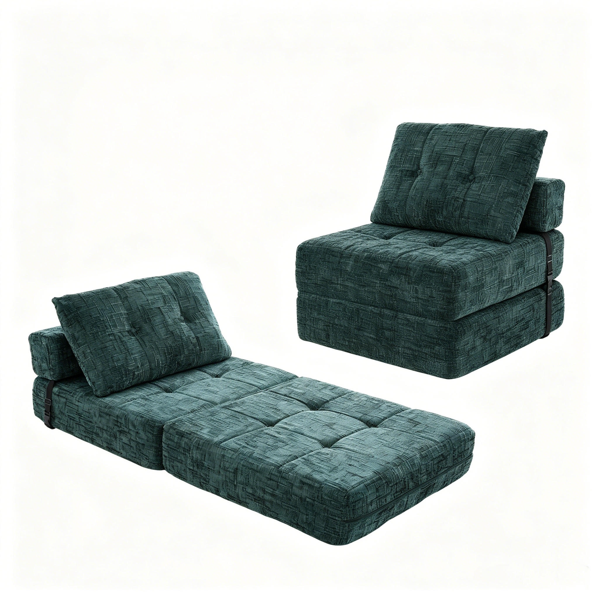STOFFSOFA Grün inkl. Kissen, klappbar Relaxsessel 79x180cm - Grün, Textil (79/57/79cm) - PARAFTA HOME