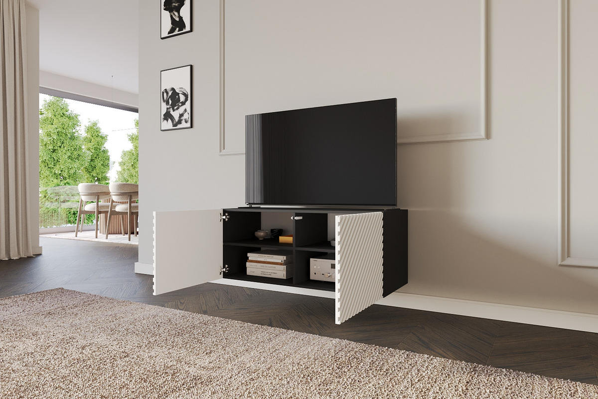 LOWBOARD ZENO-W 100x40x41 cm - Weiß / Katania - Eiche Wotan, Holzwerkstoff (100/40/41cm) - ALTDECOR