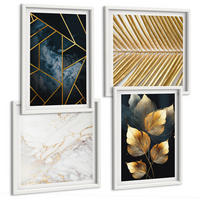 BILDER SET 4er Set - 50x50 cm & 40x60 cm Weißer Rahmen - Moderne Pflanzenmuster - Weiß, Kunststoff (50/50cm) - TULUP